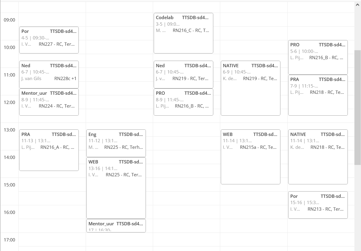 First-year course schedule